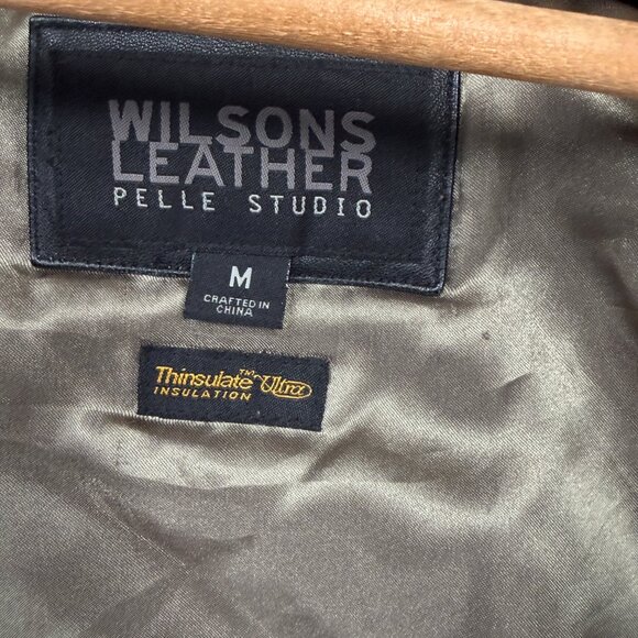 Y2K Wilsons Leather Pelle Studio Leather Trench Coat Double Breasted Size M - Picture 11 of 12